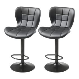 Bar Stool Set of 2, Modern PU Leather Counter Height Stools, Swivel Kitchen Barstool with Back and Footrest, Height Adjustable Armless Bar Chair