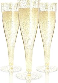 24 Plastic Champagne Flutes - Gold Champagne Flutes Plastic - Gold Disposable Mimosa Flute - Party Supplies - Disposable Cocktail Glasses - Mimos