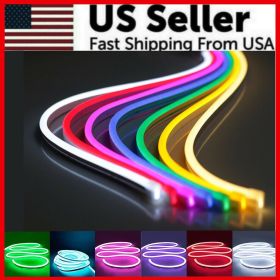 1M 2M 3M 5M 12V Flexible Sign Neon Lights Silicone Tube LED Strip Waterproof USA (Light Color: Green, Length: 5M - 16.4 FEET)
