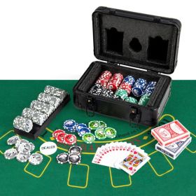 Texas Holdem Poker Chip Set for Use Family Recreations (Color of Case: Black, Type: 300 Pieces)
